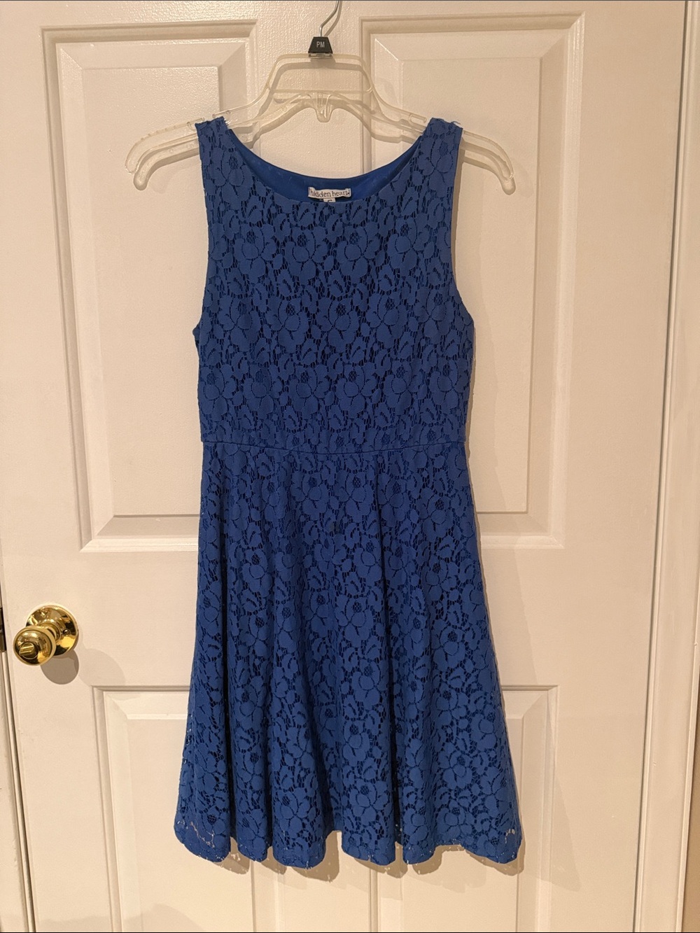 Blue Lace Sleeveless Fit-and-Flare Dress